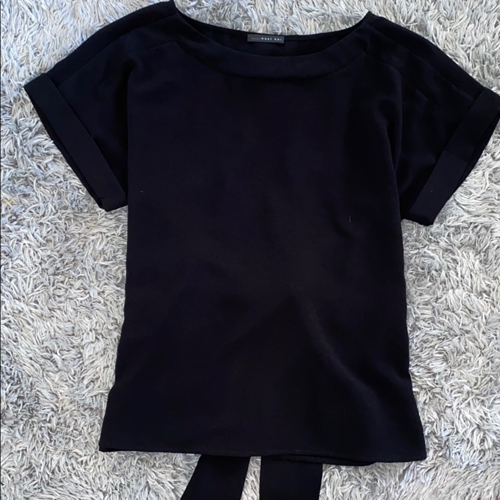 Black tie back blouse